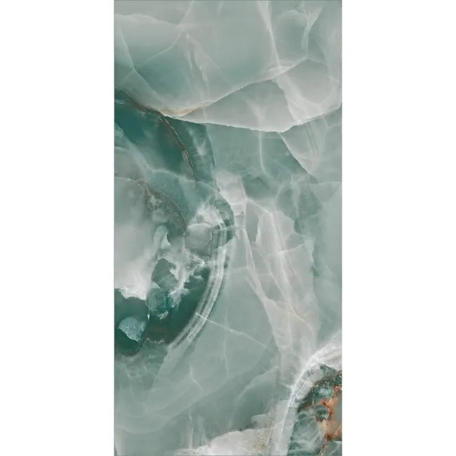 Onyx Marble Effect Turquoise Green Polished Porcelain